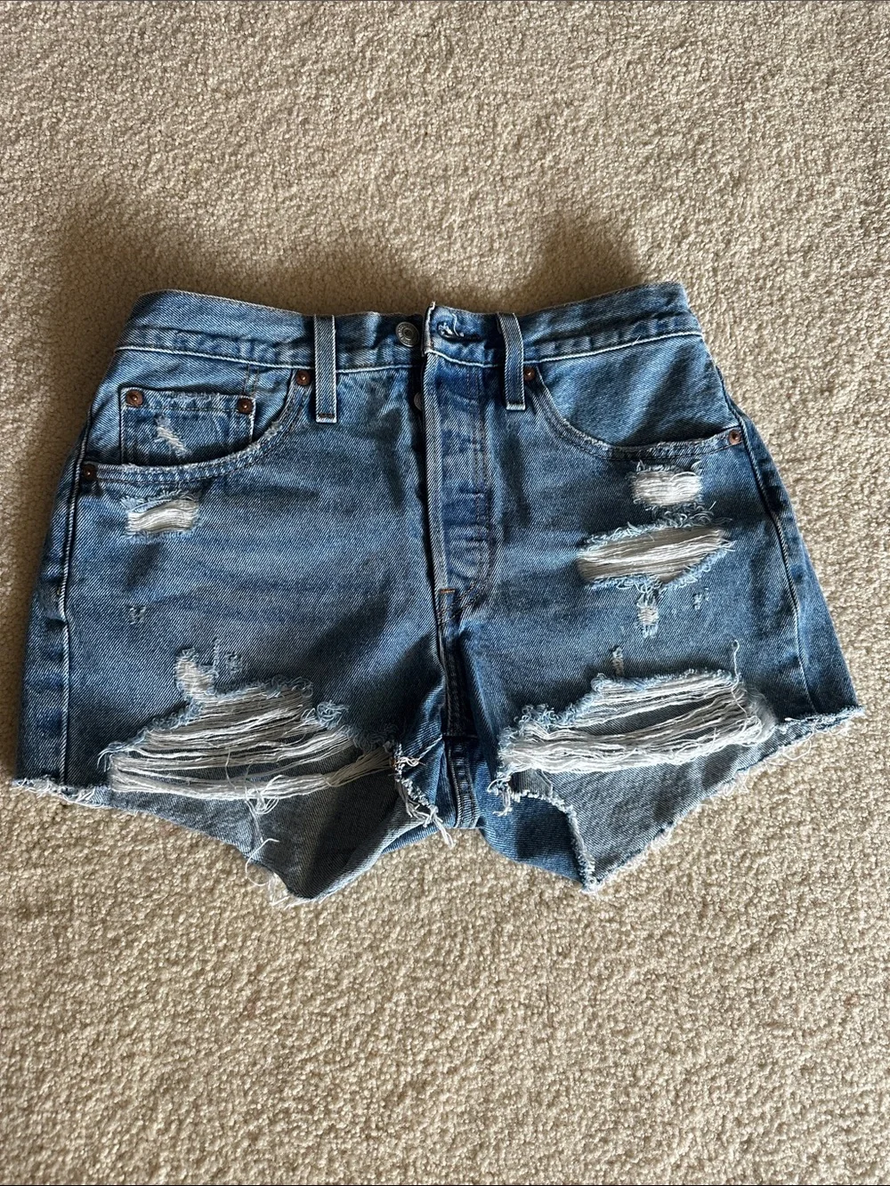 Levi's Women's Denim Cutoff Shorts - Light Wash, Medium Wash, Black, White - Picture 12 of 16